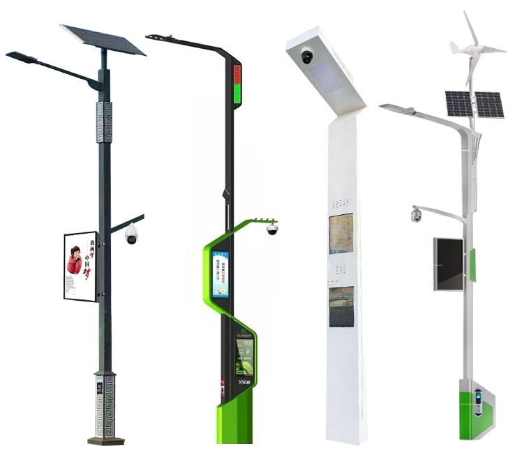 Pažangasis polis su kamera ir vėjo saulės hibridinio valdymo įrenginio energijos tiekimo LED gatvės šviesos